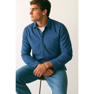 Bugatchi Shaped Fit Button Down Shirt Long Sleeve Blue Plaid Mens Sz Small